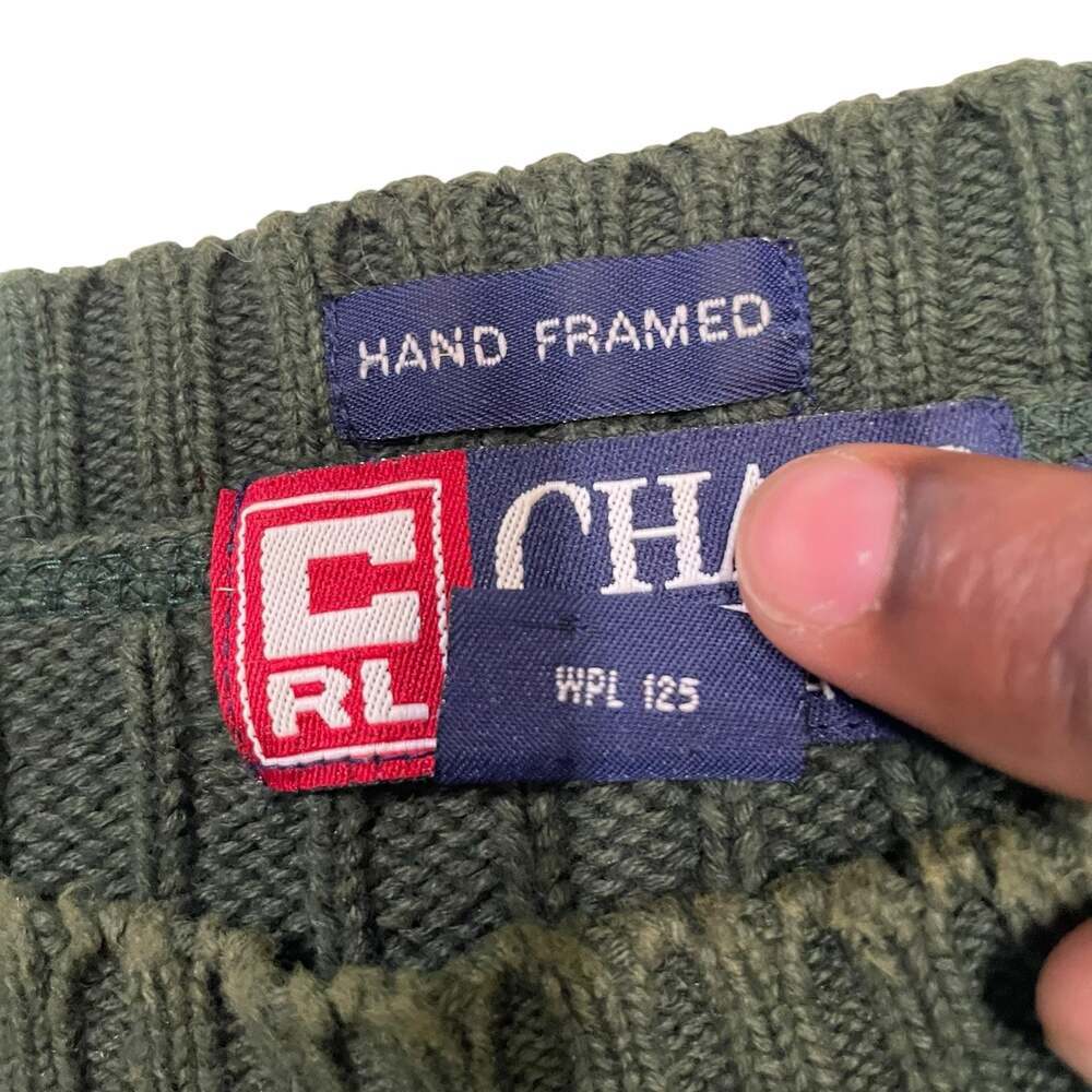 Chaps Ralph Lauren Sweater Mens L Green Ribbed Crewneck Cotton - Picture 6 of 8